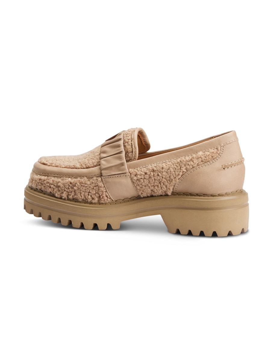 Frauen Pedro Miralles Halbschuhe | Loafer Mit Fell Einsatzen Beige