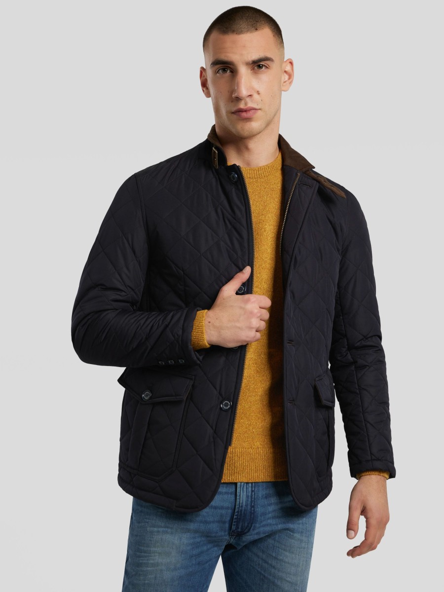 Manner Barbour Jacken | Blouson Mit Steppung Marine