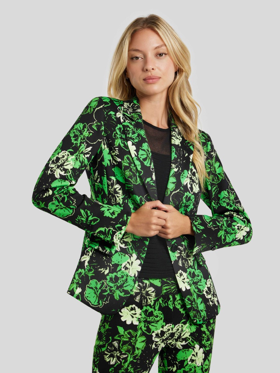 Frauen Marc Cain Anzuge | Blazer Mit Blumenprint Grun