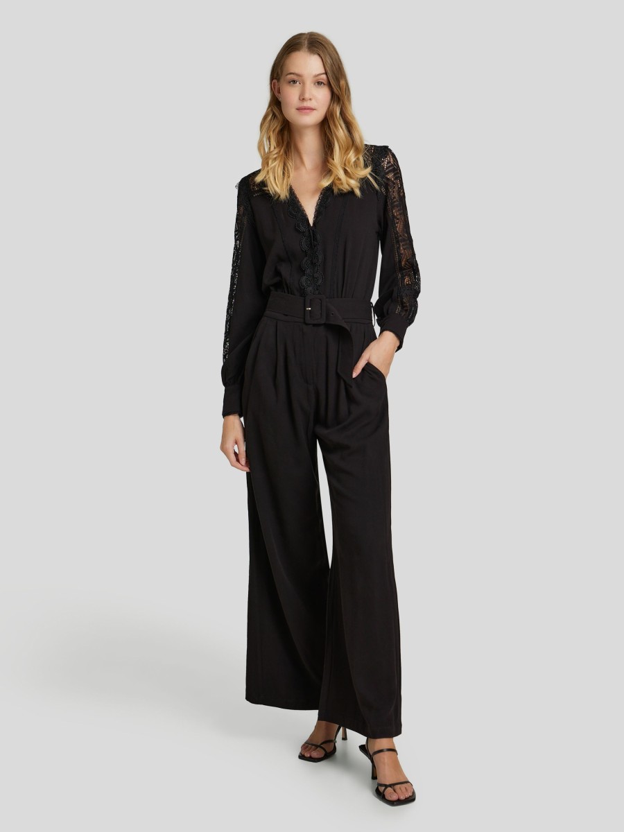 Frauen Suncoo Overalls & Jumpsuits | Overall Mit Spitze Schwarz