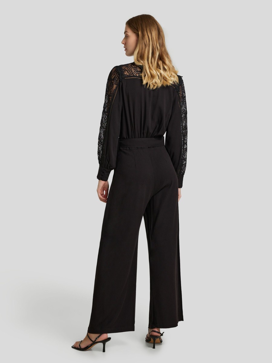 Frauen Suncoo Overalls & Jumpsuits | Overall Mit Spitze Schwarz