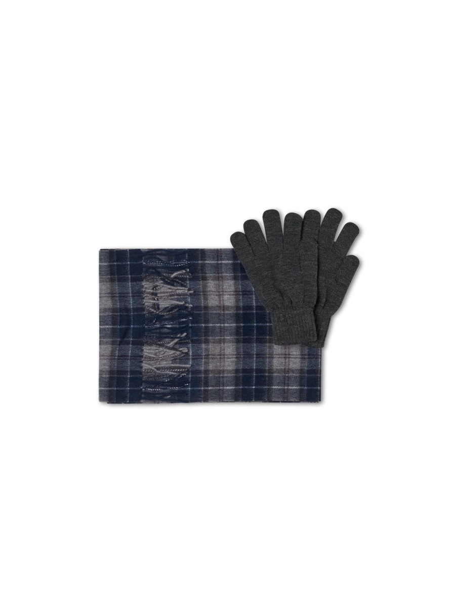 Manner Barbour Schals & Tucher | Set Aus Schal Und Handschuhe Marine