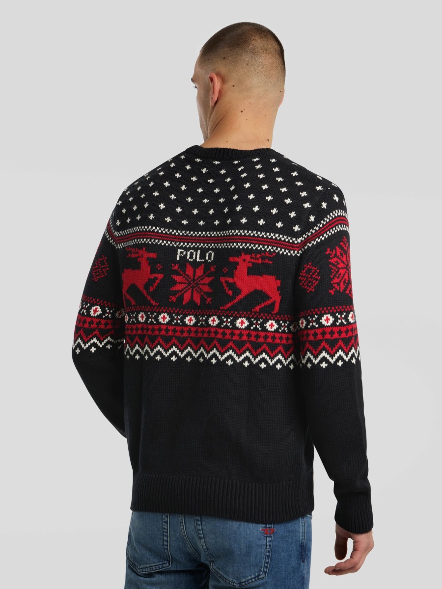 Manner Polo Ralph Lauren Men Pullover & Strickjacken | Pullover Mit Winterprint Marine