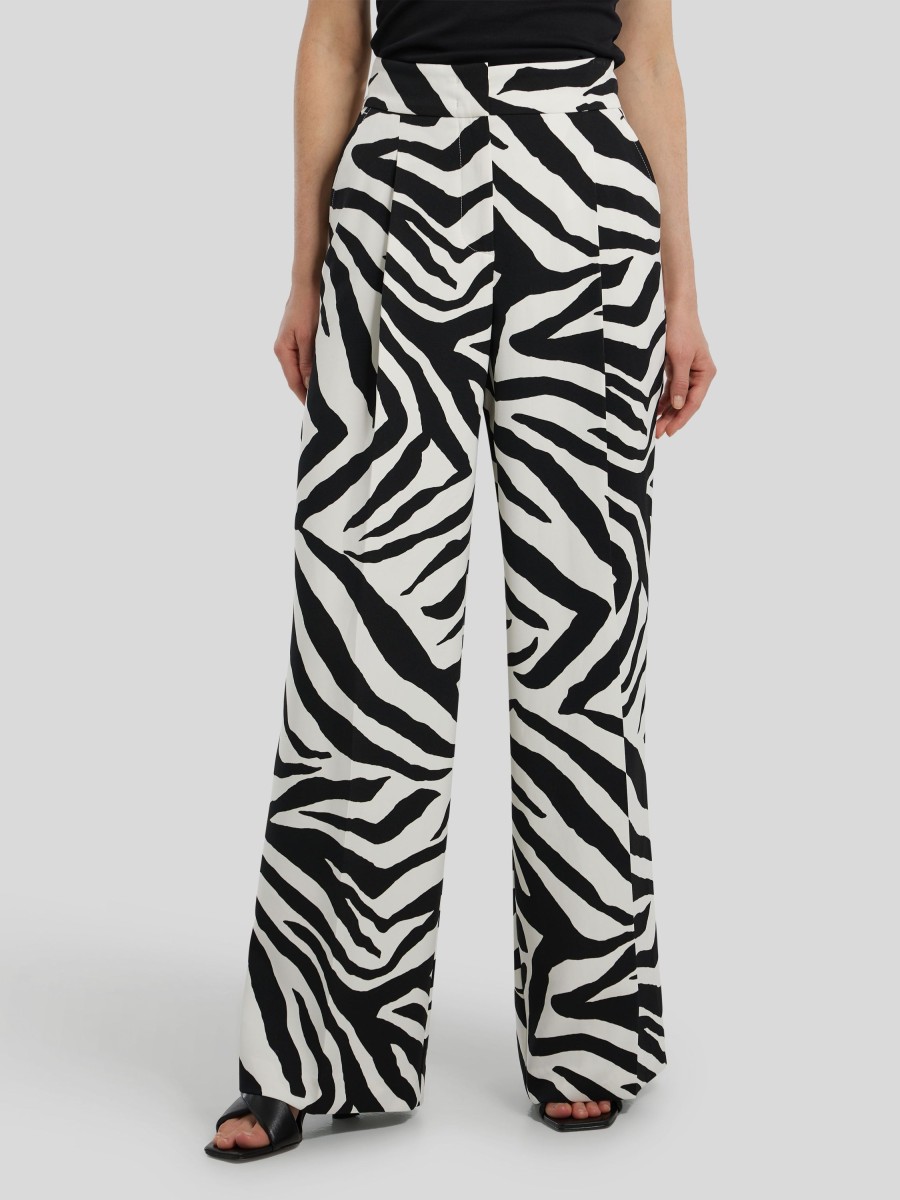 Frauen Marc Cain Anzuge | Hose Mit Zebra Print Wichita Weiss