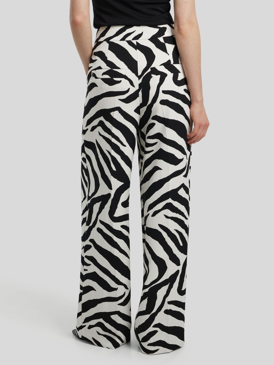 Frauen Marc Cain Anzuge | Hose Mit Zebra Print Wichita Weiss