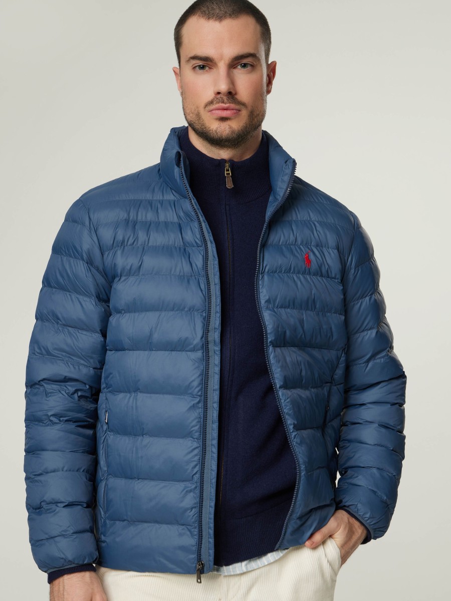 Manner Polo Ralph Lauren Men Jacken | Steppjacke Mit Logo Mittelblau