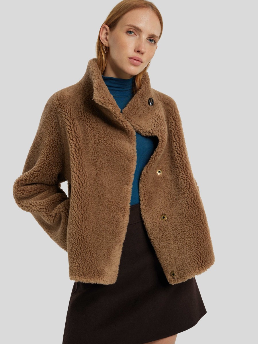 Frauen Studio AR Jacken | Jacke Im Teddy-Look Mallow Camel