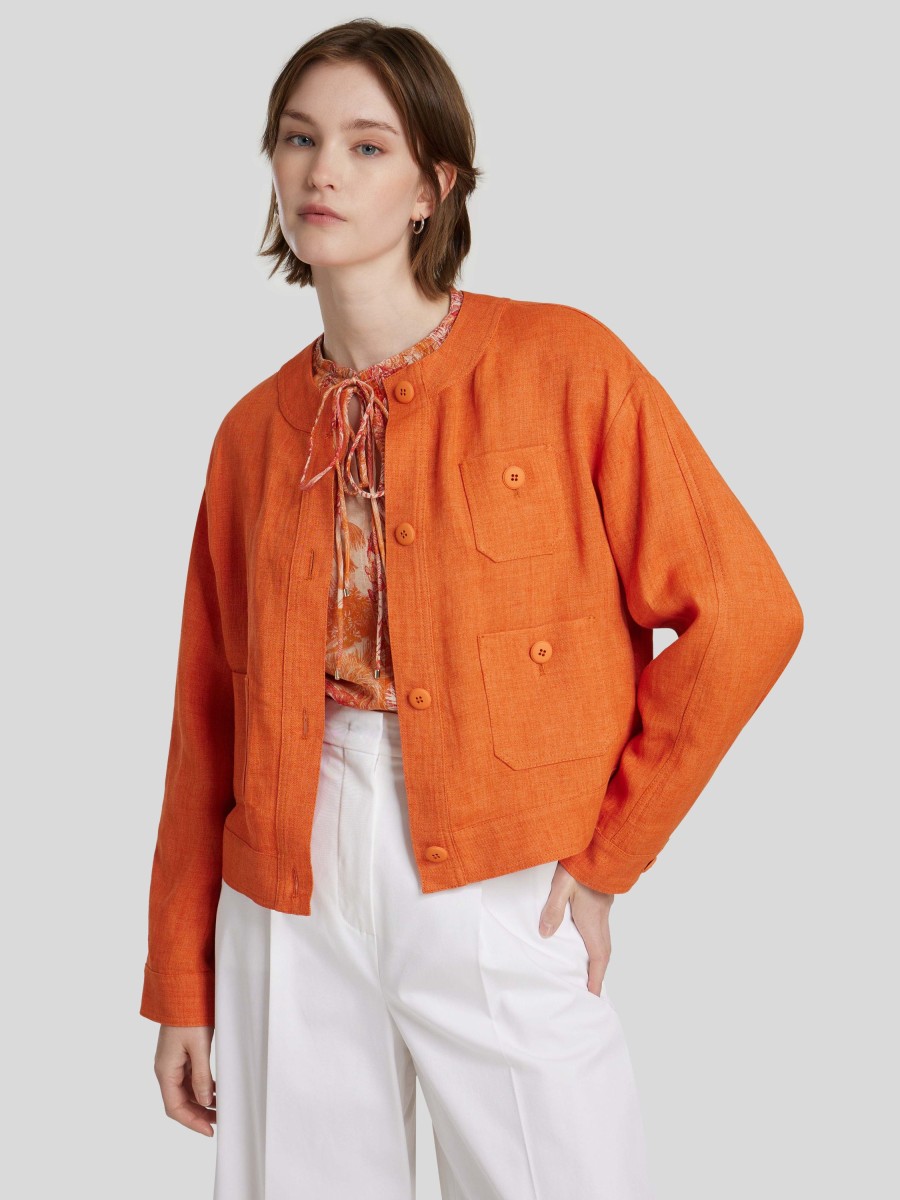 Frauen Max Mara Studio Jacken | Jacke Aus Leinen Fumana Orange