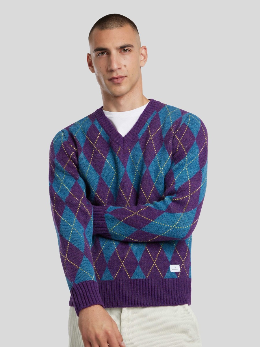 Manner Manuel Ritz Pullover & Strickjacken | Pullover Mit Argyle-Muster Violett