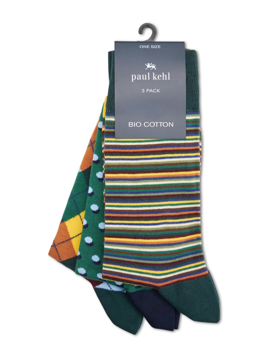 Manner Paul Kehl Wasche & Loungewear | Socken Im 3Er Pack Grun