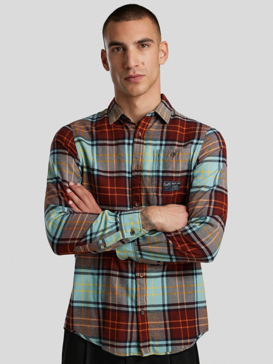 Manner Scotch & Soda Men Hemden | Flanell Hemd Im Regular Fit Bordeaux