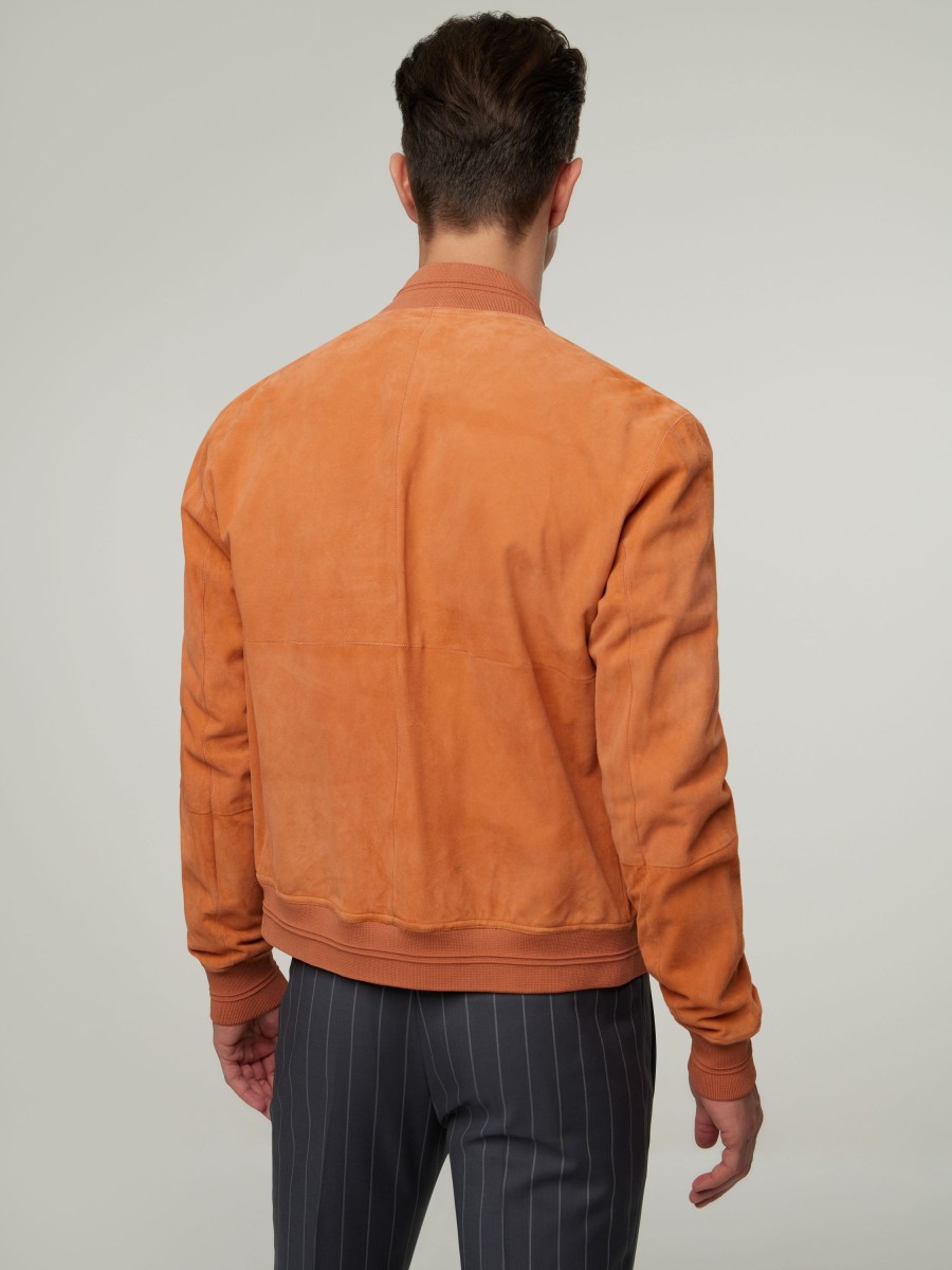 Manner Pal Zileri Jacken | Blouson Aus Nubukleder Orange