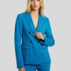 Frauen Luisa Cerano Blazer | Blazer Aus Punto-Milano Mittelblau