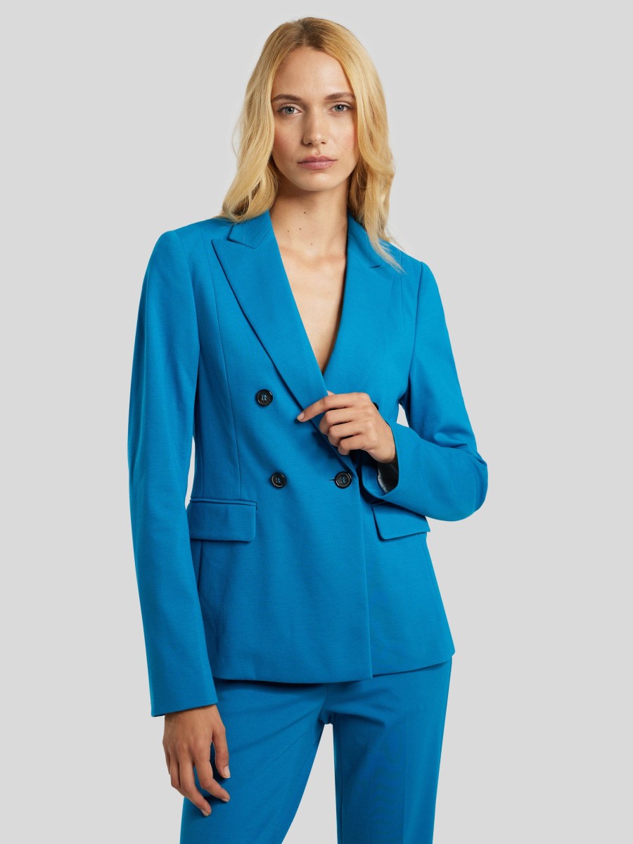 Frauen Luisa Cerano Blazer | Blazer Aus Punto-Milano Mittelblau