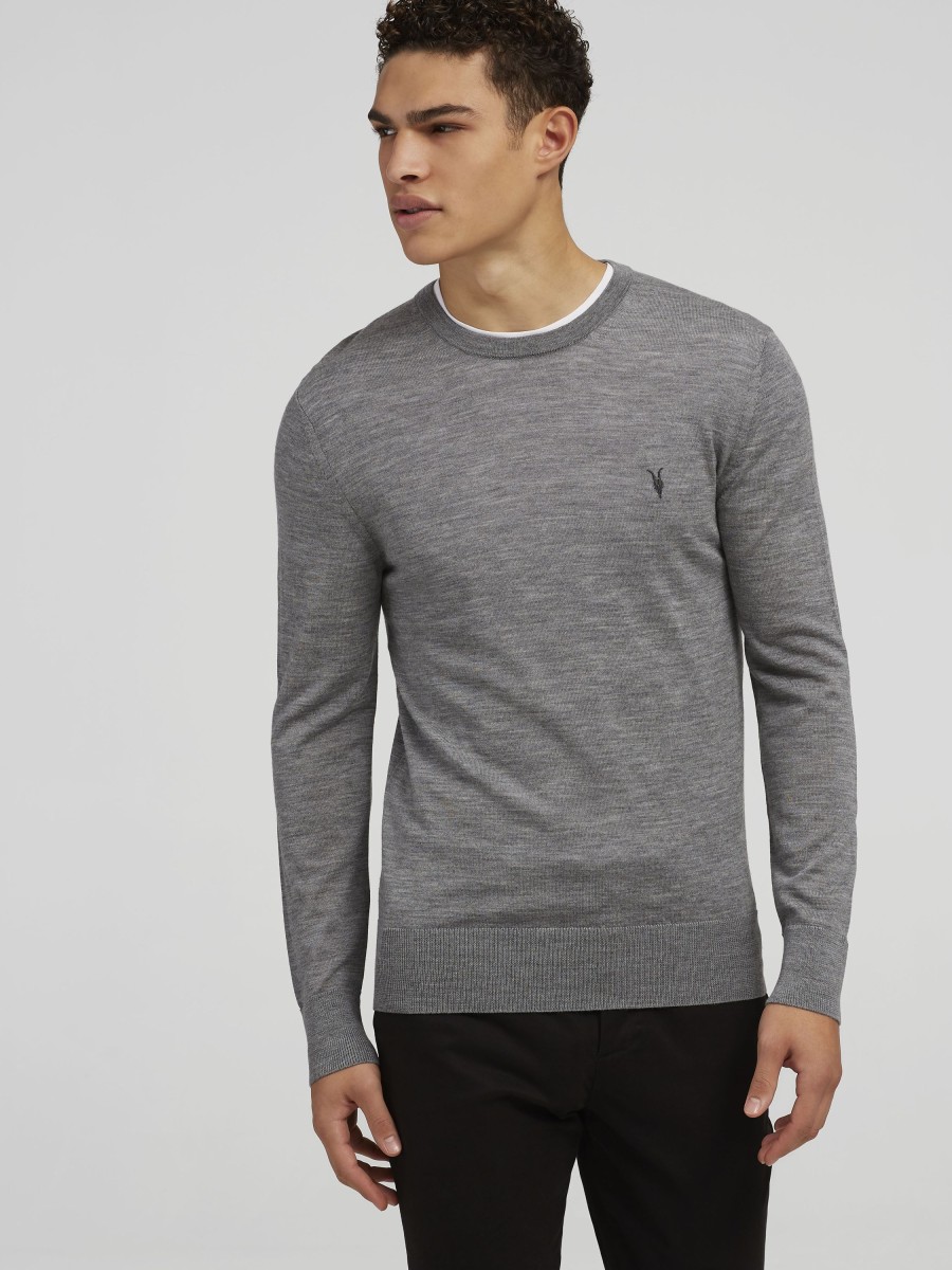 Manner AllSaints Pullover & Strickjacken | Pullover Aus Merinowolle Grau