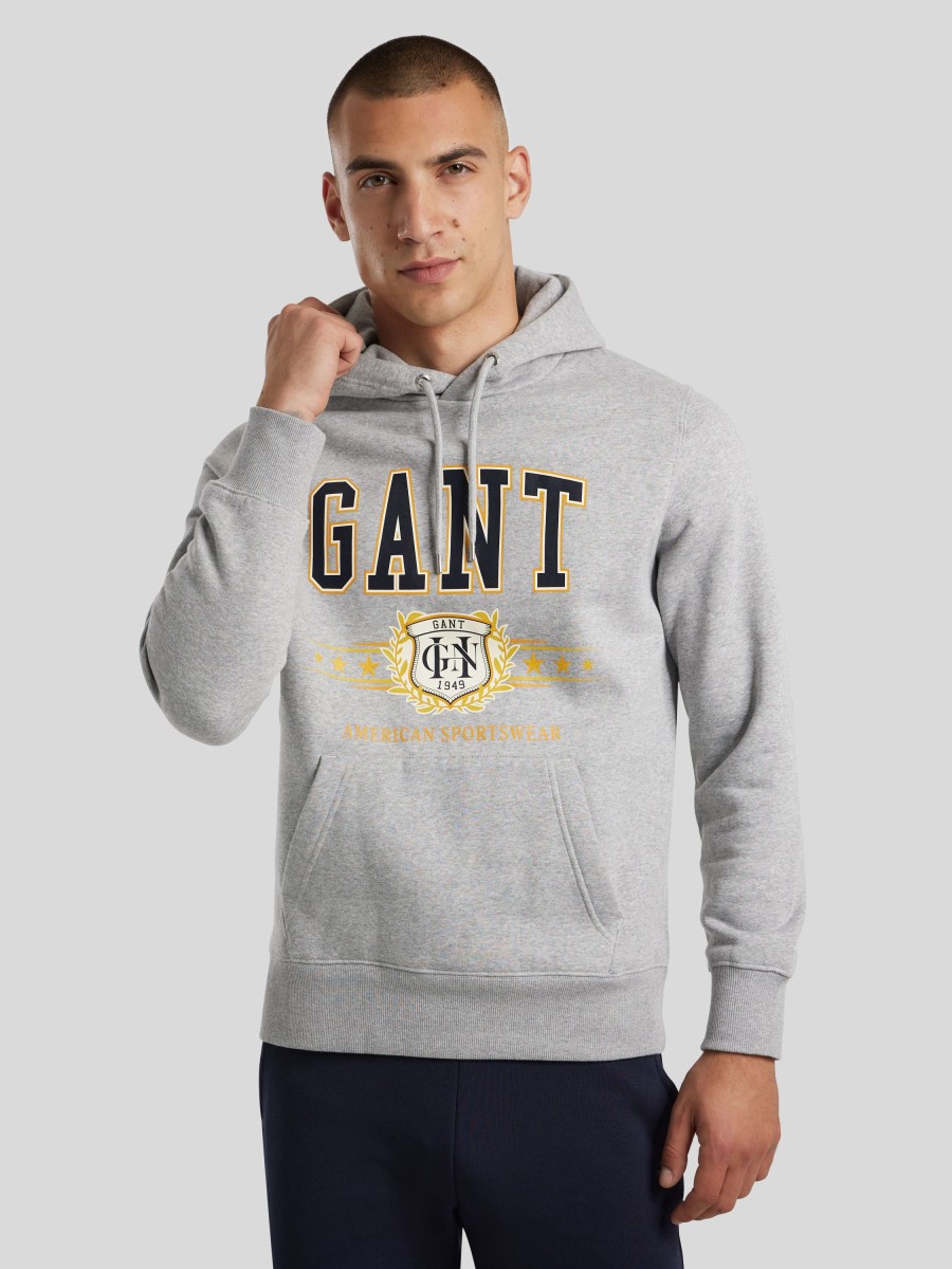 Manner Gant Hoodies & Sweatshirts | Hoodie Mit Logo Grau