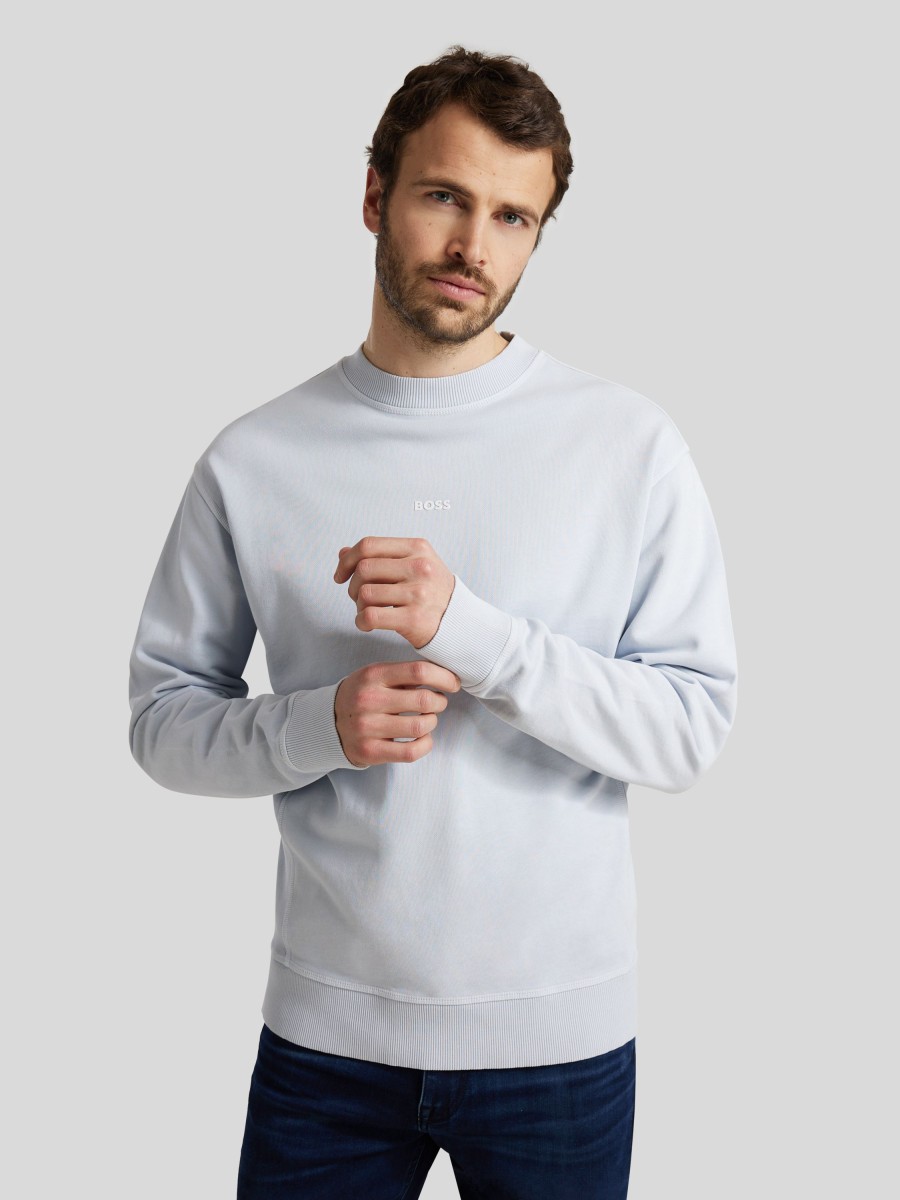 Manner BOSS Casual Hoodies & Sweatshirts | Sweatshirt Mit Logo Hellblau