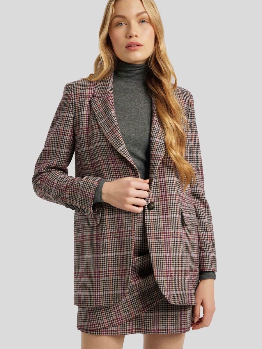 Frauen iBlues Blazer | Blazer Mit Hahnentritt-Muster Multicolor