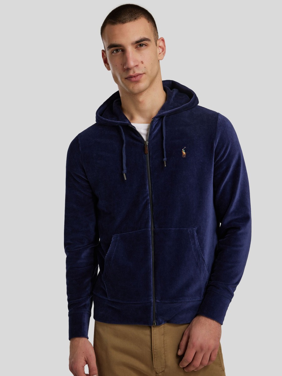 Manner Polo Ralph Lauren Men Hoodies & Sweatshirts | Sweatjacke Aus Ripp-Samt Marine