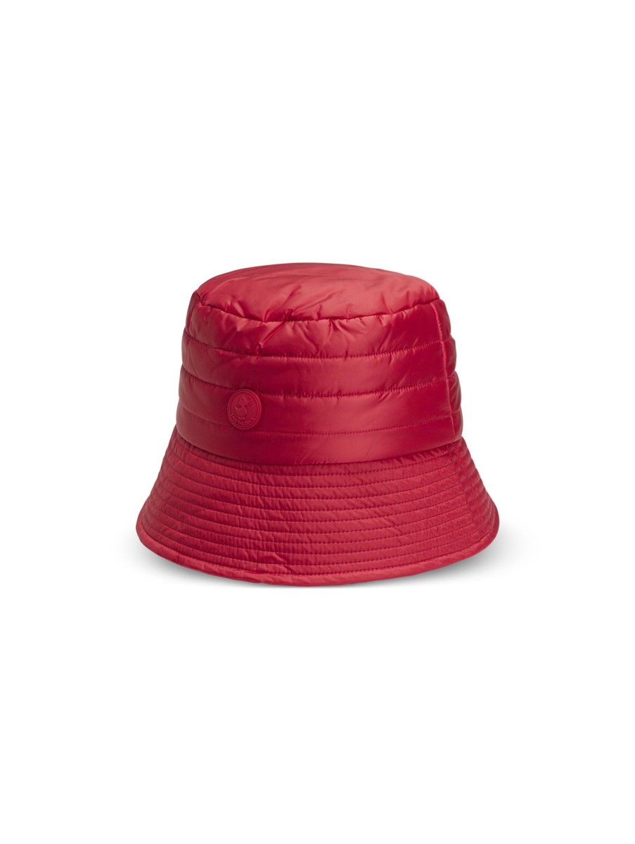 Frauen Save the Duck Hute & Mutzen | Bucket Hat Mit Steppung Rot