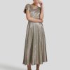 Frauen Swing Kleider | Cocktailkleid Metallic