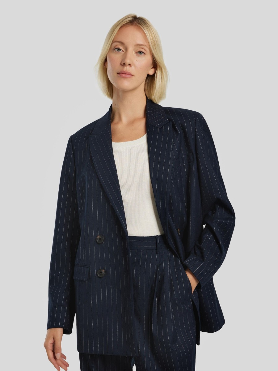 Frauen Scotch & Soda Women Blazer | Blazer In Nadelstreifen Marine