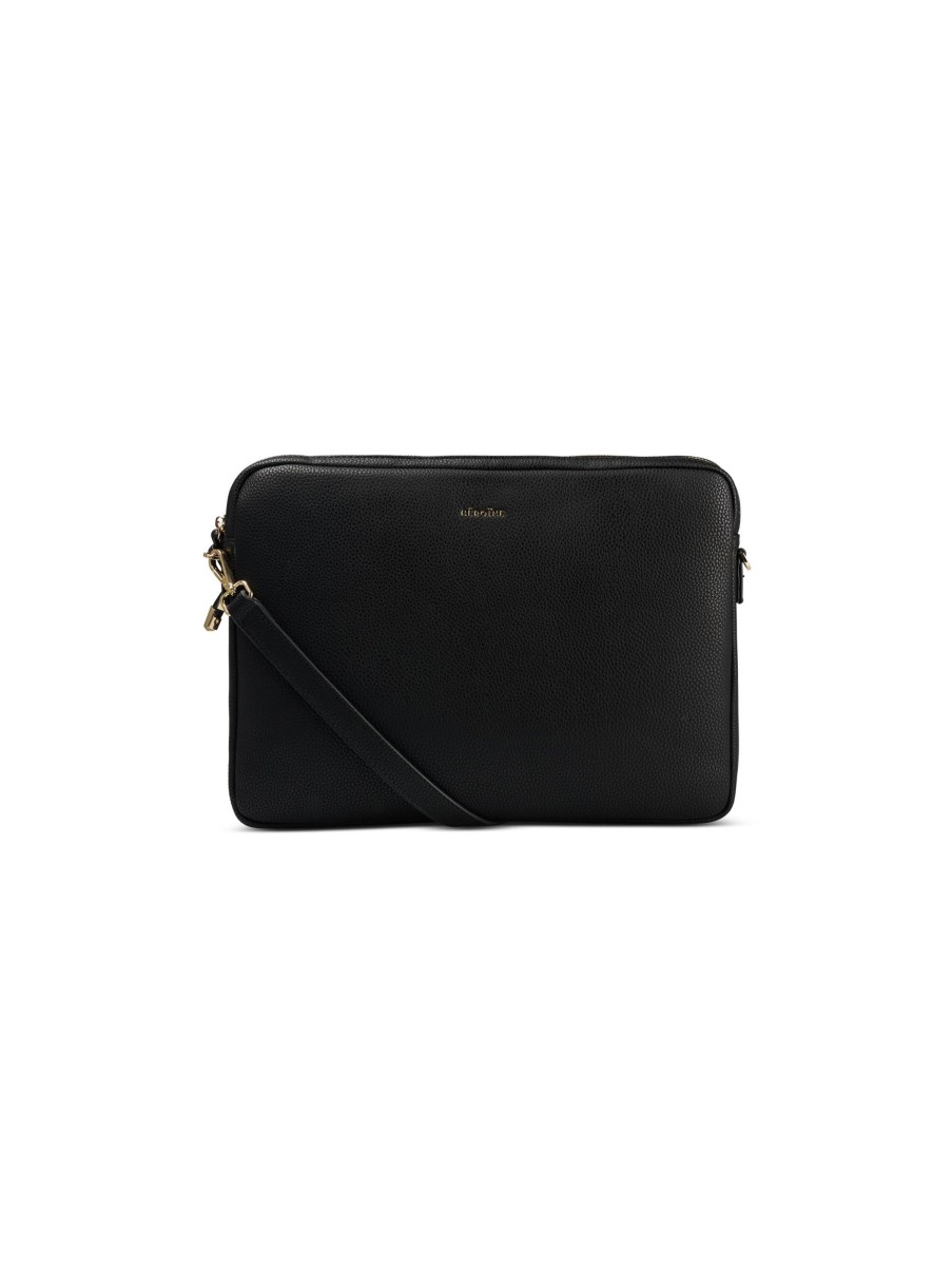 Frauen Maison Heroine Portemonnaies & Etuis | Laptoptasche Aus Kunstleder Jamie 13' Schwarz