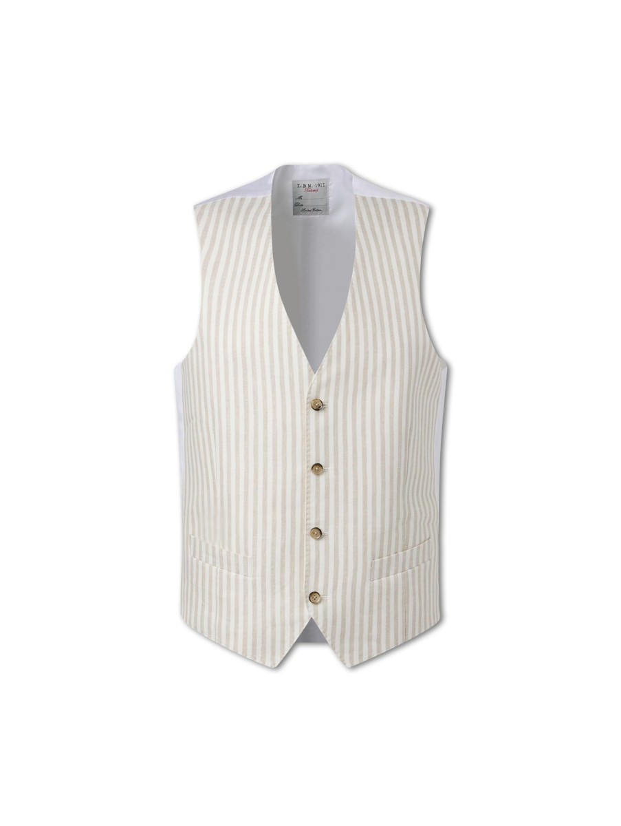 Manner L.B.M.1911 Gilets & Westen | Gilet Mit Streifen Beige