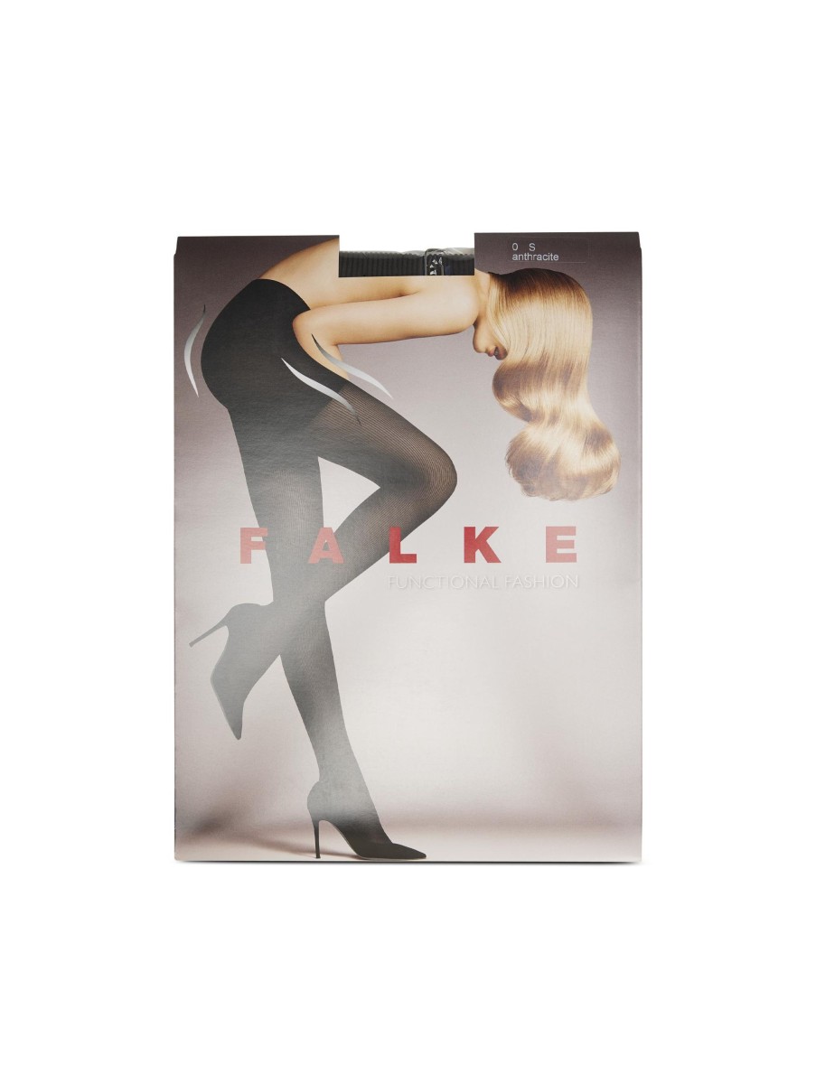 Frauen Falke Wasche & Loungewear | Strumpfhose Rib Shaping Thight Anthrazit