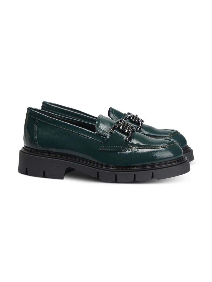 Frauen Pedro Miralles Halbschuhe | Loafer Aus Lackleder Petrol