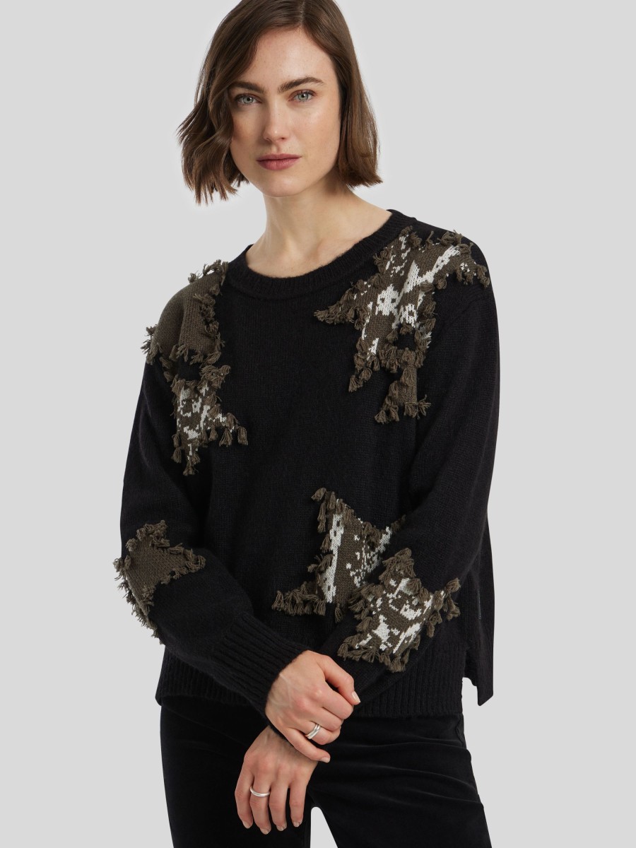 Frauen Marc Cain Pullover & Strick | Pullover Mit Stern-Applikation Schwarz